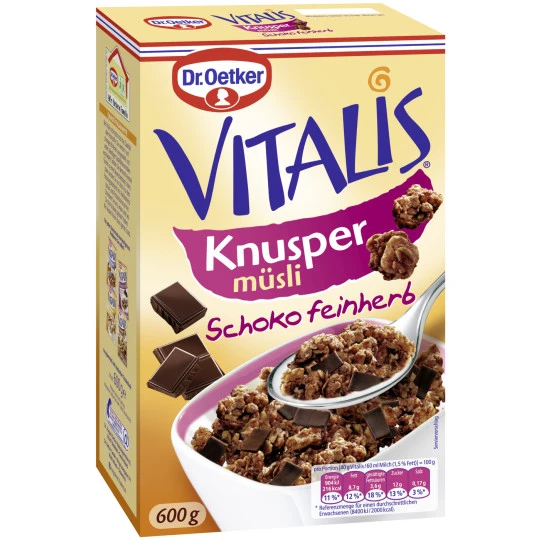 Dr. Oetker Vitalis Knusper Müsli Schoko Feinherb 600G 3 Dr. Oetker Vitalis Knusper Müsli Schoko Feinherb 600G