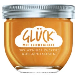 Glück Fruchtaufstrich Aprikose 30% Weniger Zucker 230G