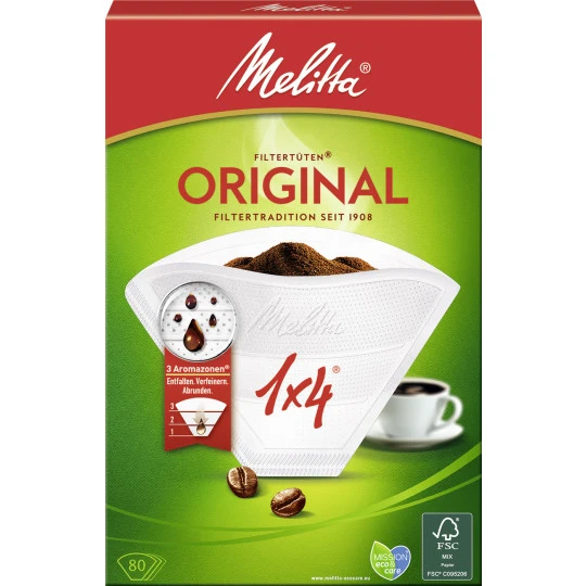 Melitta Aroma Filtertüten Weiß Gr.1x4 80ST 3 Melitta Aroma Filtertüten Weiß Gr.1x4 80ST